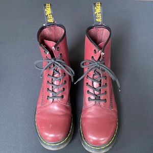 Dr. Martens 1460 WOMEN'S SMOOTH LEATHER LACE UP BOOTS - Cherry Red Leather